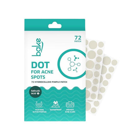 BAKE Salicylic Acid Pimple Patches, 72 Dots, Hydrocolloid Waterproof Acne Treatment, All Skin Types