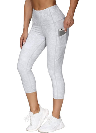 THE GYM PEOPLE Thick High Waist Capris Yoga Pants with Pockets, Tummy Control Workout Running Yoga Leggings for Women Black