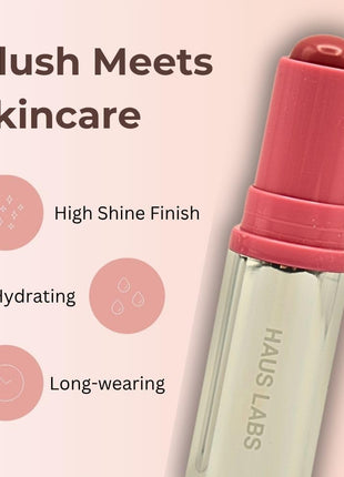 Haus Labs Color Fuse Longwear Hydrating Glassy Lip + Cheek Blush Balm Stick - Glassy Rosette