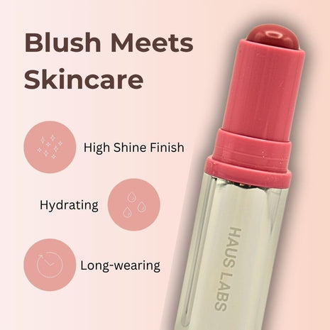 Haus Labs Color Fuse Longwear Hydrating Glassy Lip + Cheek Blush Balm Stick - Glassy Rosette
