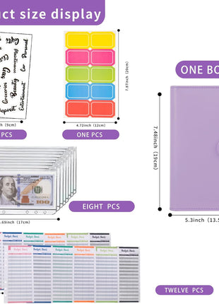 NICOOTHBudget Binder Cash Envelopes A6 Money Saving Binder with Zipper envelopes (Purple)