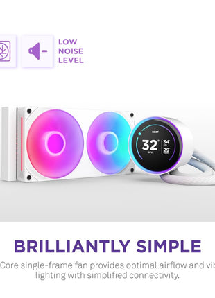 NZXT Kraken Elite 240 RGB 2024 - AIO CPU Liquid Cooler - 240mm Radiator - 2 x F120P Fans - Customizable 2.72 inch IPS LCD - NZXT Turbine Pump - AMD® AM5, AM4 - Intel® LGA 1851/1700, 1200/115X - White