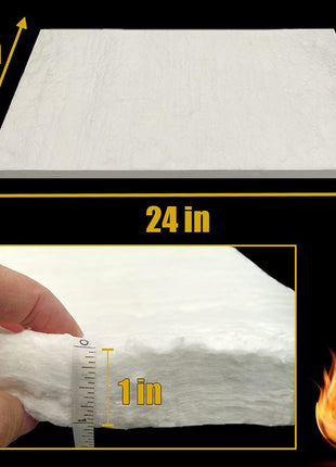 24 inch x12 inchx1 inch (Thick) Ceramic Fiber Blanket Fireproof Insulation Baffle Rated to 2400F, High-Temperature Resistance for Oven Stoves, Kilns, Forges