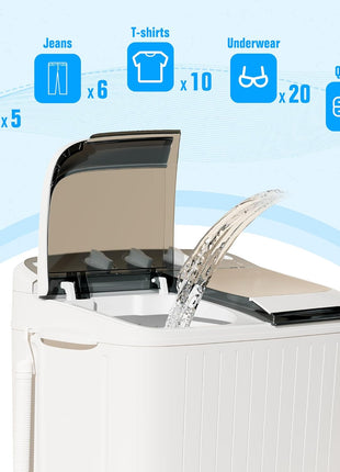 Pataku Portable Washing Machine, 17.6 Lbs Compact Mini Washer and Dryer Combo,Twin Tub Laundry Washer with Spin Cycle, Soaking Function Ideal for Apartment, Dorms, RVs Camping, Grey