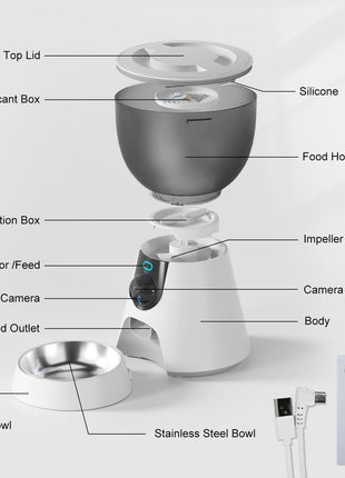 Lychee Automatic Cat Feeder with Camera, 5G WiFi Pet Feeder, 1304P HD Video with Night Vision,2-Way Audio Smart App Control, 4L Dry Food Dispenser for Cats and Samll Dog