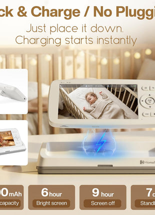 Smart WiFi Baby Monitor with 5-Inch Screen: 355° Pan-Tilt-Zoom Camera, HD Night Vision, Two-Way Audio, Cry Detection, Temp Sensor, 24/7 App Recording – Easy Setup, Baby Essentials for New Parents