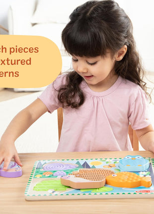 Melissa & Doug Forest Friends Touch & Feel Wooden Puzzle, 5-Piece Chunky Toddler Puzzles with Animals & Textured Silicone Puzzle Board Inlays, Preschool Toys for Girls & Boys Ages 2 and Up