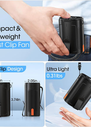 2025 AI Portable Fan Rechargeable, 4 Speeds 6600RPM Strong Airflow, Personal Waist Fan with up to 25H of Working Time, Hands Free Hanging Neck Fan, Wearable Belt Fan for Camping, Outdoor, Jobsite