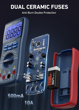 AstroAI Digital Multimeter and Analyzer TRMS 6000 Counts Volt Meter Ohmmeter Auto-Ranging Tester; Accurately Measures Voltage Current Resistance Diodes Continuity Duty-Cycle Capacitance Temperature