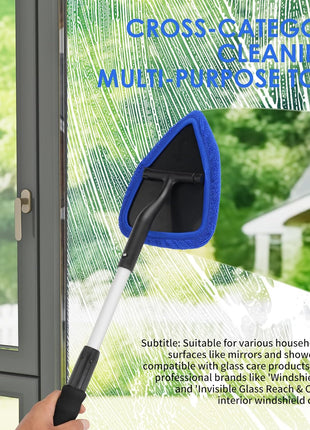 24 Inch Car Windshield Cleaner Tool, 3D Window Cleaning Wand with Microfiber Towel and Long Handle Pro Set