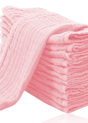 Cute Castle 12 Pack Muslin Burp Cloths for Baby - Ultra-Soft 100% Cotton Baby Washcloths - Large 20'' by 10'' Super Absorbent Milk Spit Up Rags - Burpy Cloths for Unisex, Boy, Girl - White