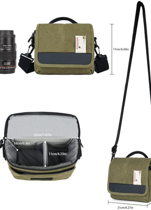 Besnfoto Camera Bag Small Mirrorless Camera Shoulder Bag Purse Waterproof Canvas Cute Compact Camera Messenger Bag Case for Women and Men
