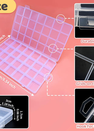 IOOLEEM 28 Grids Plastic Bead Organizer Box, Organizer Container Storage Box, Dividers for bead arts and crafts.