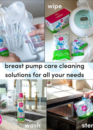 Breast Pump Wipes by Dapple Baby, Hypoallergenic & Powered by Plants, Removes Milk Residue, Leaves No Taste, Convenient Wipes Pouch, Fragrance Free, 25 Count (Pack of 1)