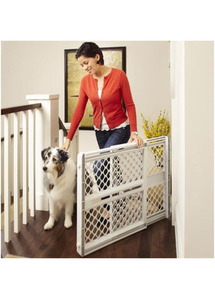 MYPET Universal Pet Gate: 26" - 42" Wide Dog Gate for Doorways with Pressure Fit or Swinging Door Hardware Mounting Types Included: 26" Tall; Gray