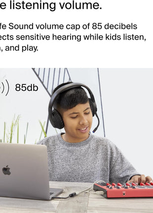 Belkin SoundForm Inspire Wireless Over-Ear Headset for Kids, Online Learning & Travel w/Built-in Microphone, 85dB Safe Volume Limit, 35H Battery - Compatible w/iPhone, iPad, Galaxy & More - Black