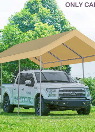 10'x20' Upgraded Carport Replacement Top Canopy Cover for Car Garage Shelter Tent Party Tent with Ball Bungees Beige (Only Top Cover, Frame is not Included)