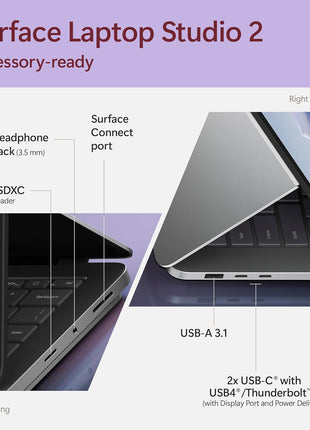Microsoft Surface Laptop Studio 2 (2023) - 14.4 inch Touchscreen - Intel Core i7, 32GB RAM, NVIDIA RTX 2000 Ada, 1TB SSD, Windows 11, Platinum Color Microsoft Copilot