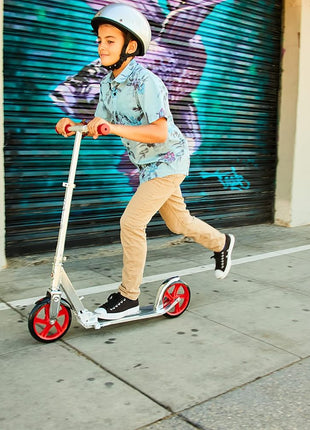 Razor A5 Lux Kick Scooter for Kids Ages 8+ - 8" Urethane Wheels, Anodized Finish Featuring Bold Colors and Graphics, for Riders up to 220 lbs