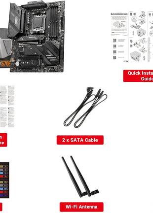 MSI MAG X670E Tomahawk WiFi Gaming Motherboard (AMD Ryzen 9000/8000/7000 Series Processors, AM5, DDR5, PCIe 5.0, SATA 6Gb/s, M.2, USB 3.2 Gen 2, Wi-Fi 6E, Bluetooth 5.3, 2.5Gbps LAN, HDMI/DP, ATX)