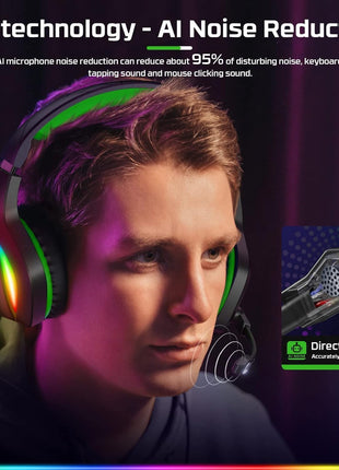 Fachixy FC100 Gaming Headset with Microphone for PS4, PS5, Switch, Xbox, PC, Mac, Gamer Headset with RGB Light, Computer Headphones with Mic