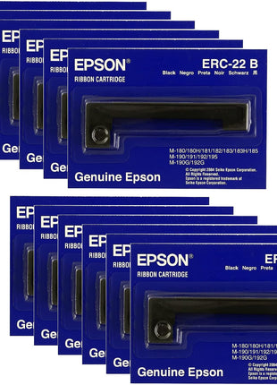 Genuine Epson (ERC-22B) 12-Pack Black Ribbon Cartridge For: M-180, M-181, M-183, M-185 (E65103)