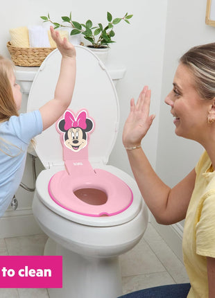 Bright Starts Disney Baby Minnie Mouse Flip & Sit Potty Training Seat, Attaches to Toilet Securely, Space Saving Design Fits Most Toilets