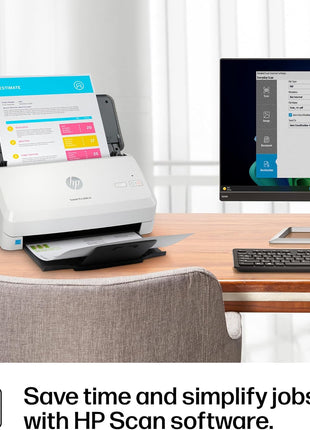 HP ScanJet Pro 3000 s4, Fast 2-Sided Scanner with Auto Document Feeder, Best for Small Business (6FW07A)