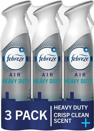 Febreze Air Mist Air Freshener Spray, Odor Fighting Room Spray, Air Fresheners for Home and Bathroom and Kitchen, Aerosol Can, Heavy Duty Crisp Clean Scent, 8.8oz, 3 Count