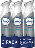 Febreze Air Mist Air Freshener Spray, Odor Fighting Room Spray, Air Fresheners for Home and Bathroom and Kitchen, Aerosol Can, Heavy Duty Crisp Clean Scent, 8.8oz, 3 Count