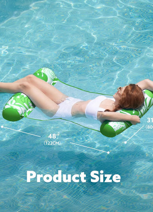 SLOOSH 2 Packs Hammock Pool Floats Adults, 4-in-1 Multi-Purpose Inflatable Pool Floats PVC Water Hammock Lounge Floaties