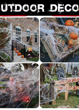 1000 sqft Spider Webs Halloween Decorations Bonus with 30 Fake Spiders, Super Stretch Cobwebs for Halloween Indoor and Outdoor Party Supplies
