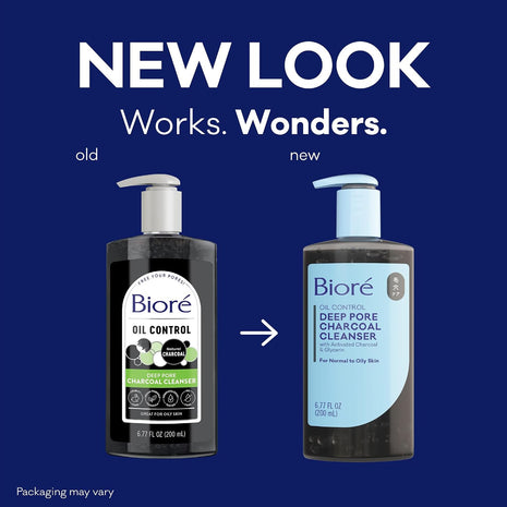 Biore Deep Pore Charcoal Face Wash For Oily Skin, 6.77 fl oz, 3pk | Daily Facial Cleanser, Removes Dirt & Makeup, Charcoal Formula, Deep Pore Cleansing