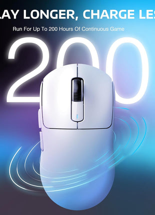 ATTACK SHARK X3 Wireless Gaming Mouse, 49g Ergonomic Computer Mouse, Triple Modes PAW3395 26K DPI Optical Sensor, 200h Battery Life, Programmable Buttons, Gaming Accessories for PC/Laptop/Mac (White)
