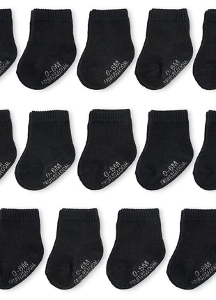 Fruit of the Loom Baby 14-Pack Grow & Fit Flex Zones Cotton Stretch Socks - Unisex, Girls, Boys (0-6 Months, White)