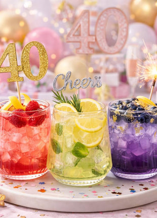 40 Pack 12oz Ribbed Stemless Disposable Plastic Wine Glasses, Shatterproof | BPA-Free Recyclable Reusable Cocktail Champagne Whiskey Cups, Unbreakable Clear PET for Wedding Party Birthday Outdoor Events