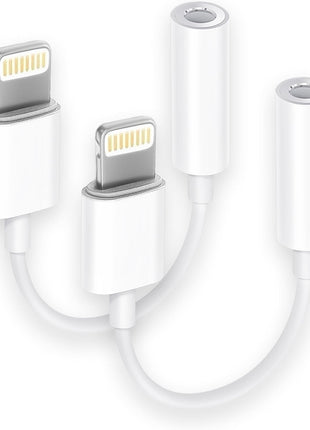[Apple MFi Certified] 2 Pack Lightning to 3.5 mm Headphone Jack Adapter, iPhone Aux Adapter Converter Dongle Audio Cable Compatible with iPhone 14 13 12 11 X XS 8 7