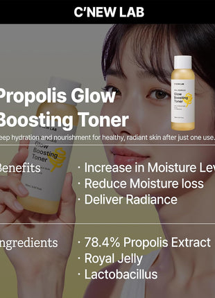 C'NEW LAB Real Propolis Glow Boosting Toner 150ml (5.07 fl.oz.) | Deep Hydration & Skin Barrier Strengthening Toner | Propolis Extract, Honey Extract, Panthenol, Korean Skin Care