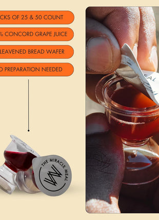 The Miracle Meal Pre-Filled Premium Chalice Cup - Travel Pack - Bag of 50 with Wafer and 100% Concord Grape Juice