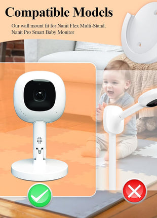 Round Camera Wall Mount Bracket with Screws Fit for Nanit Flex Multi-Stand/Nanit Pro Smart Baby Monitor, Portable Electronic Device Mount to Provide a Top-Down View of the Crib, 1 Pc White