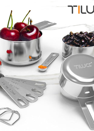 TILUCK Stainless Steel Measuring Cups & Spoons Set, Cups and Spoons,Kitchen Gadgets for Cooking & Baking (10)