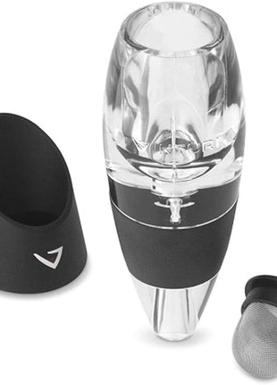 Vinturi Wine Aerator Pourer and Decanter for Red Wines Patented Design Perfectly Aerates Wines By The Glass or Bottle With Distinctive Sound, Includes No-Drip Base & Sediment Screen, Black