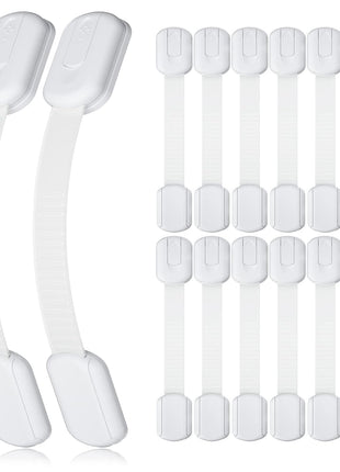 4our Kiddies 14 Pack Baby Proof Cabinet Latches, Childproof Drawer Latches with 12 Extra 3M Adhesives, Adjustable No Drilling Child Safety Cabinet Locks Straps Baby Drawer Locks for Kids Baby Safety