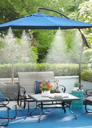 GOXAWEE Misting System, 26FT (8M) Misting Line + 7 Brass Mist Nozzles + Brass Adapter(3/4 inch), Misters for Outside Patio Cooling Outdoor Garden Greenhouse Trampoline for Waterpark