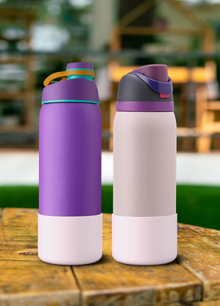2PCS Silicone Water Bottle Boot for Owala 24oz 32oz 40oz, Anti-Slip Protective Sleeve Bottom Bumper Protector for FreeSip, Twist, and Flip Stainless Steel Water Bottles