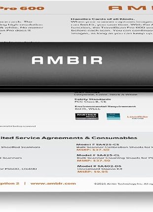 Ambir TravelScan Pro 600 (PS600-AS) Simplex Document Scanner and Card Scanner