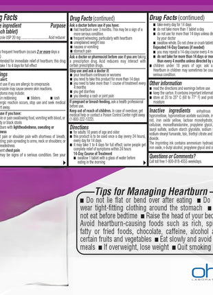 Ohm Omeprazole 20mg, 42 Delayed Release Tablets, Acid Reducer for Frequent Heartburn, 24 Hour Relief Heartburn Medicine, Helps Relieve Stomach & Chest Discomfort (6 Weeks of Supply, 42, Count)