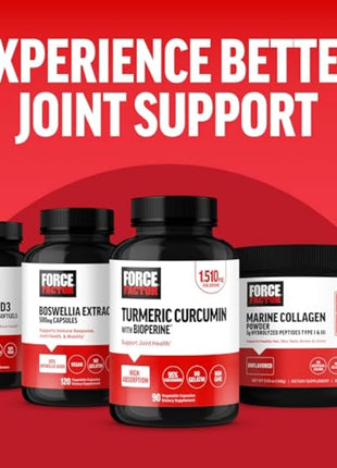 Force Factor Turmeric Curcumin Supplement with Black Pepper, Joint Support Supplement with BioPerine for Enhanced Absorption, No Gelatin, Non-GMO, 90 Capsules (Pack of 2)