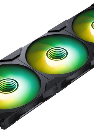 Phanteks M25-140 Gen2 Reversed Blade Triple Pack, 3X 140mm ARGB High Performance Cooling Fans, Daisy-Chain Unified Fan Frame, Infinity Mirror hub, Single Cable Connection, Black