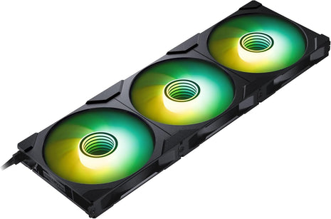 Phanteks M25-140 Gen2 Reversed Blade Triple Pack, 3X 140mm ARGB High Performance Cooling Fans, Daisy-Chain Unified Fan Frame, Infinity Mirror hub, Single Cable Connection, Black